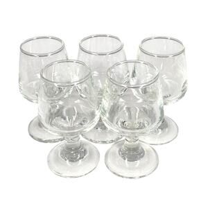 SET OF 5 SMALL GLASS SNIFFERS – 3.25" HEIGHT – MINI BRANDY / COGNAC SHOT GLASSES